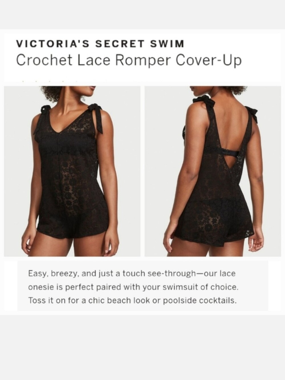 Victoria's secret very sexy swim crochet lace romper swim coverup XLARGE